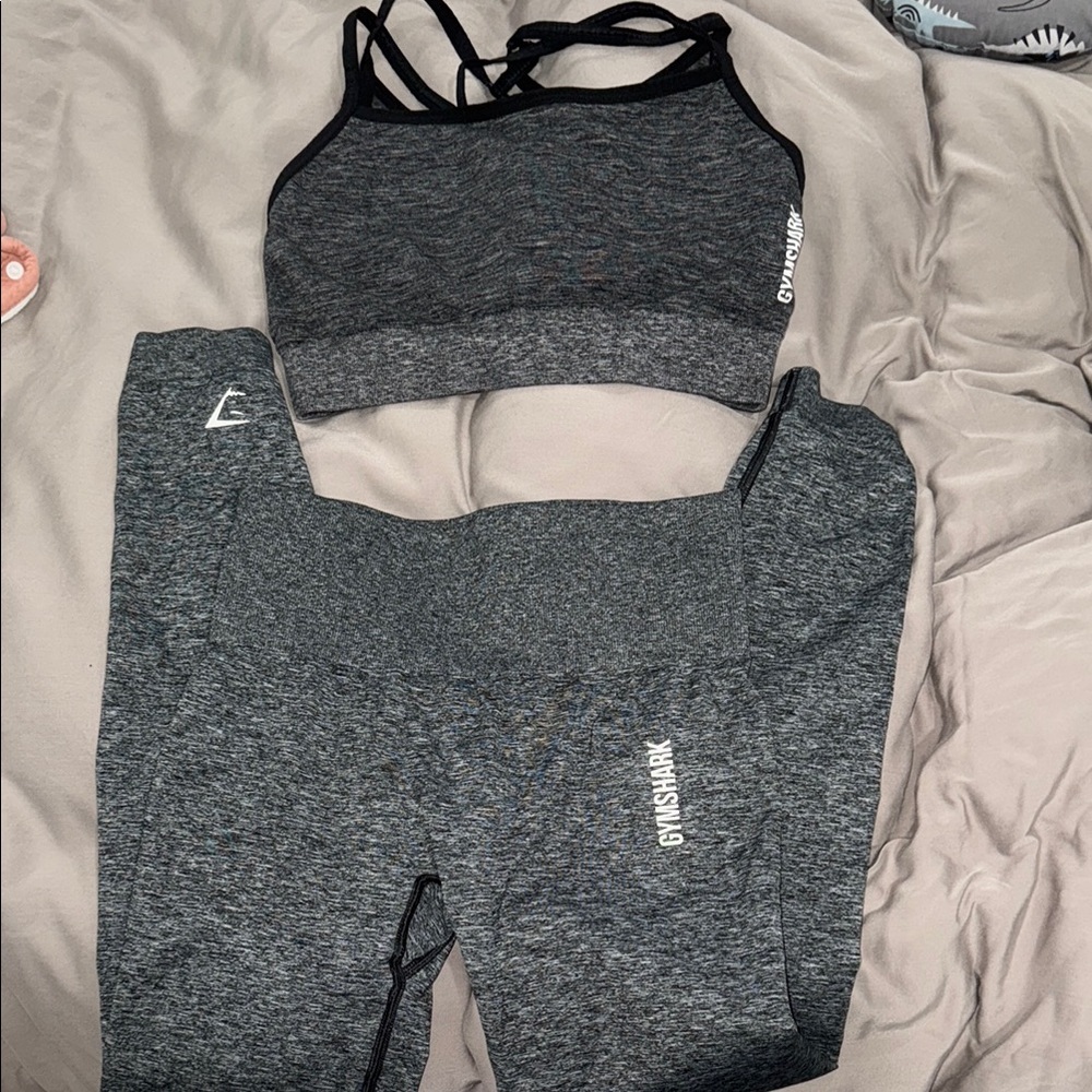 Gymshark Charcoal Sports Bra and Leggings